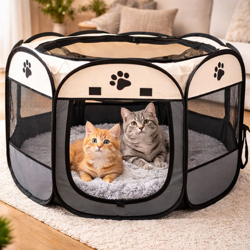 Pet Playpen Foldable Oxford Cloth Breathable Mesh