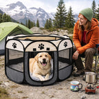 Pet Playpen Foldable Oxford Cloth Breathable Mesh
