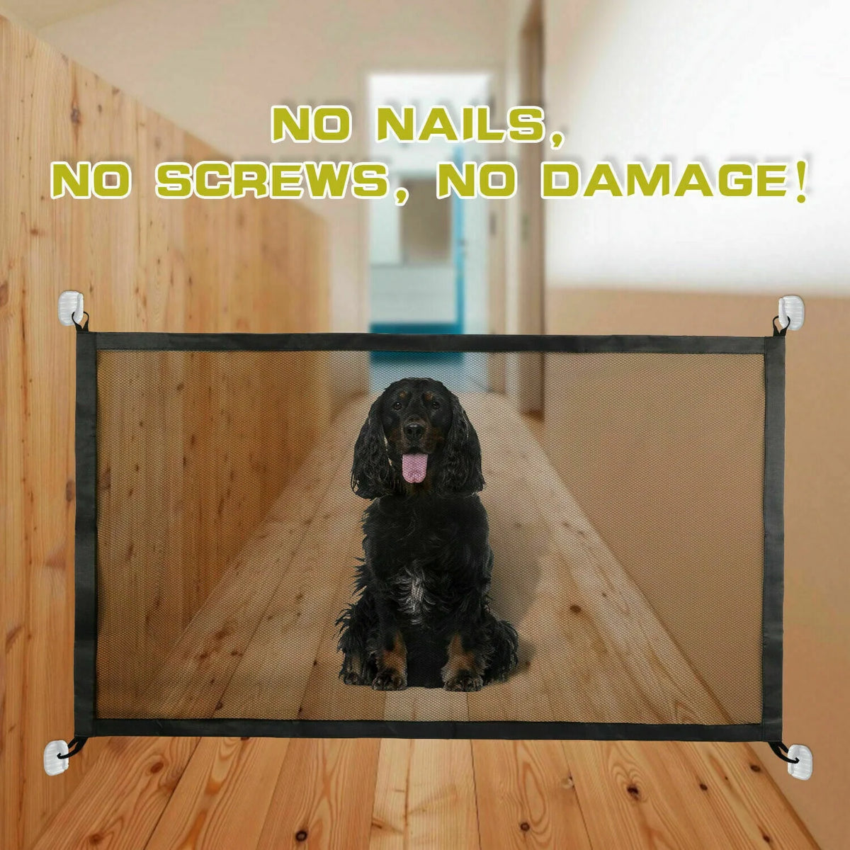 Pet Safety Gate Retractable Mesh & Stainless Steel Frame