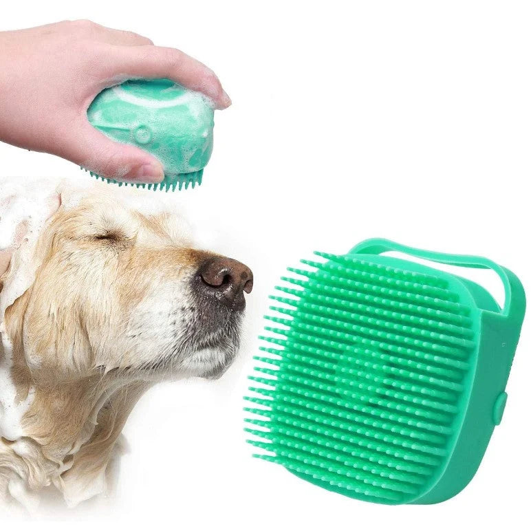 Pet Shampoo Brush 2-in-1 Dispenser & Silicone Massager