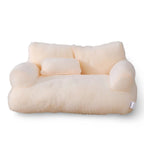 Pet Sofa Bed Plush Faux Leather Padded Armrests
