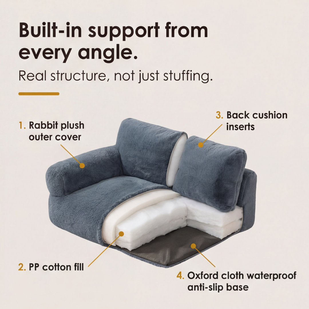 Pet Sofa Bed Plush Removable Washable Cover Waterproof Base