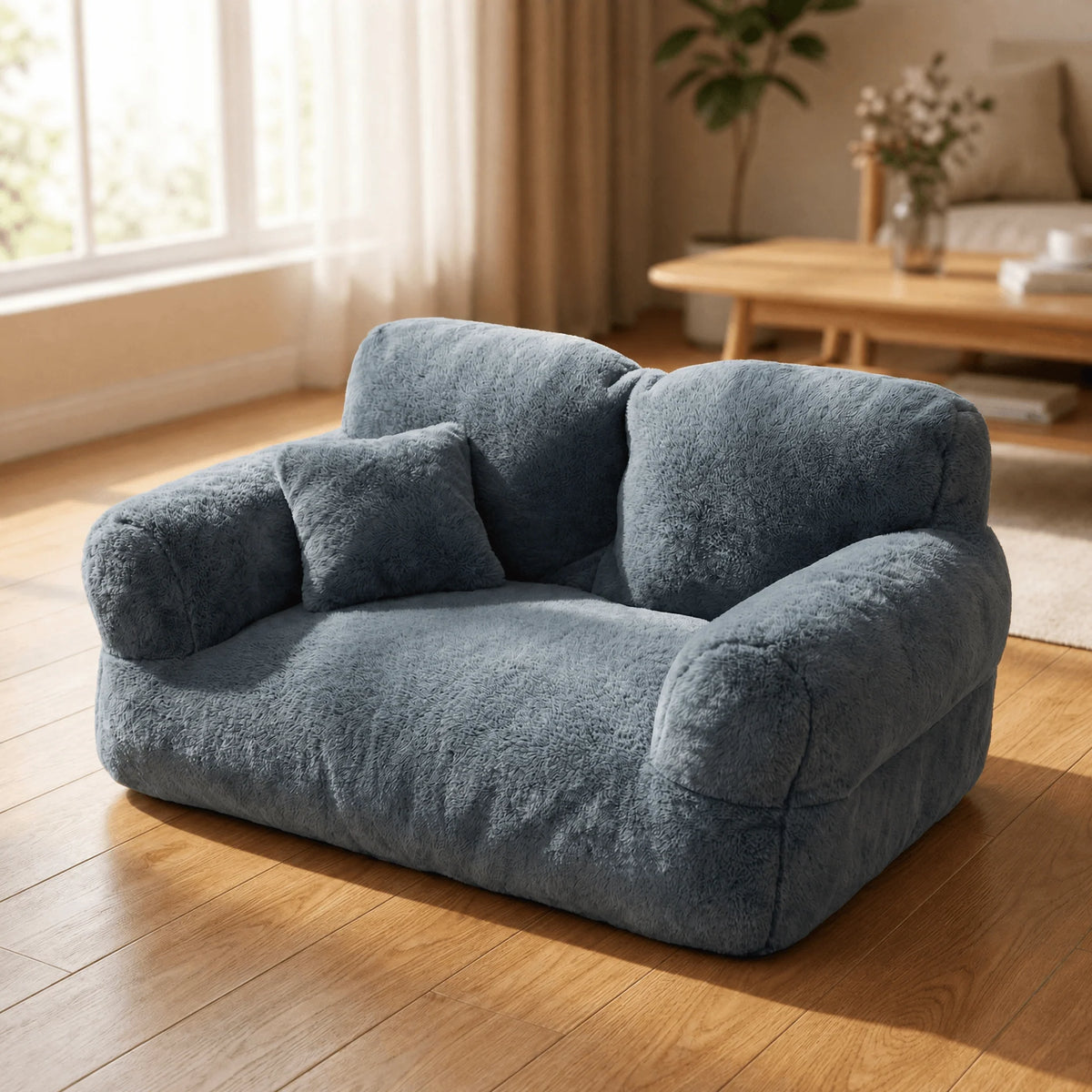 Pet Sofa Bed Rabbit-Plush Machine-Washable Cover Non-Slip Base