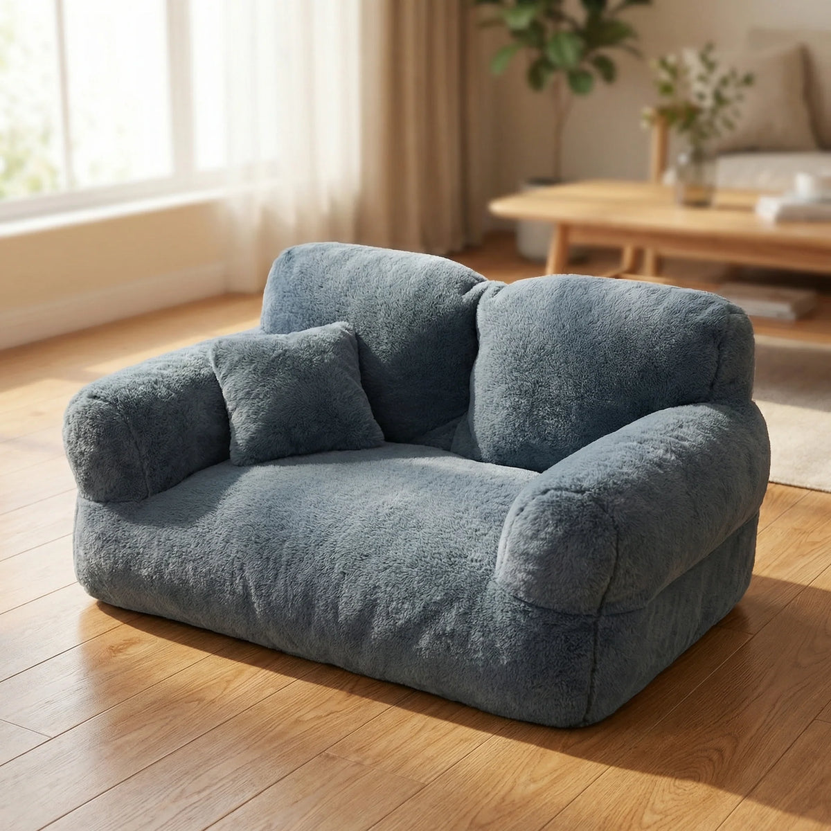 Pet Sofa Bed Rabbit-Plush Machine-Washable Cover Non-Slip Base