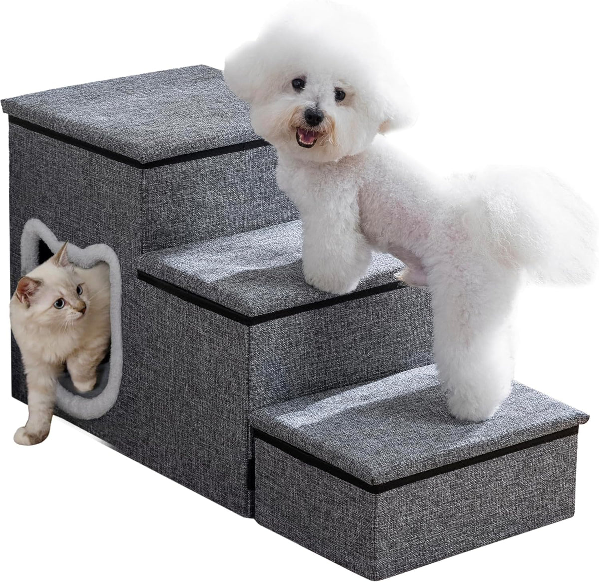 Pet Stairs Foldable With Plush Condo & Storage