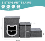 Pet Stairs Foldable With Plush Condo & Storage