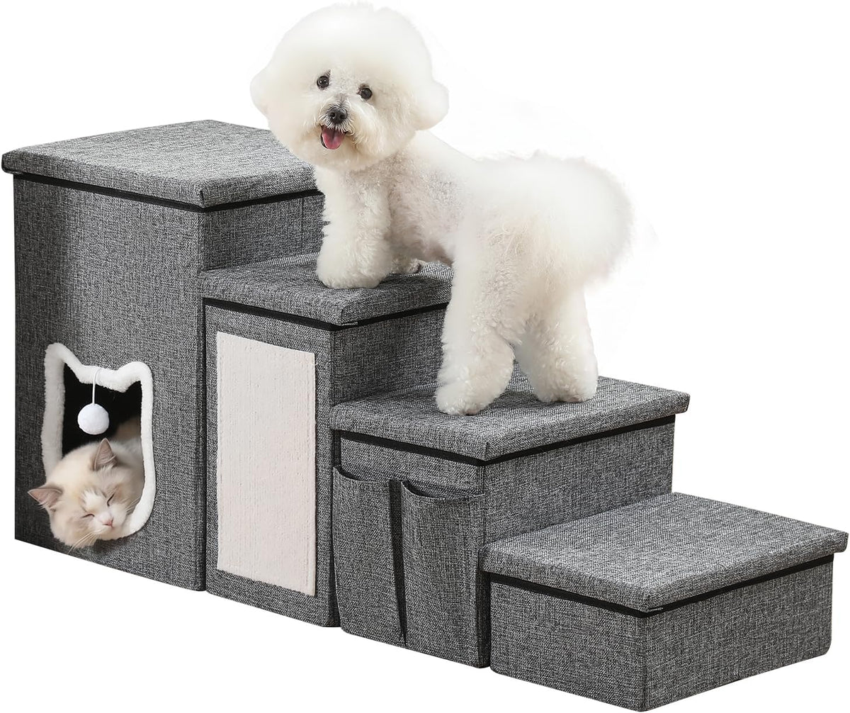 Pet Stairs Foldable With Plush Condo & Storage