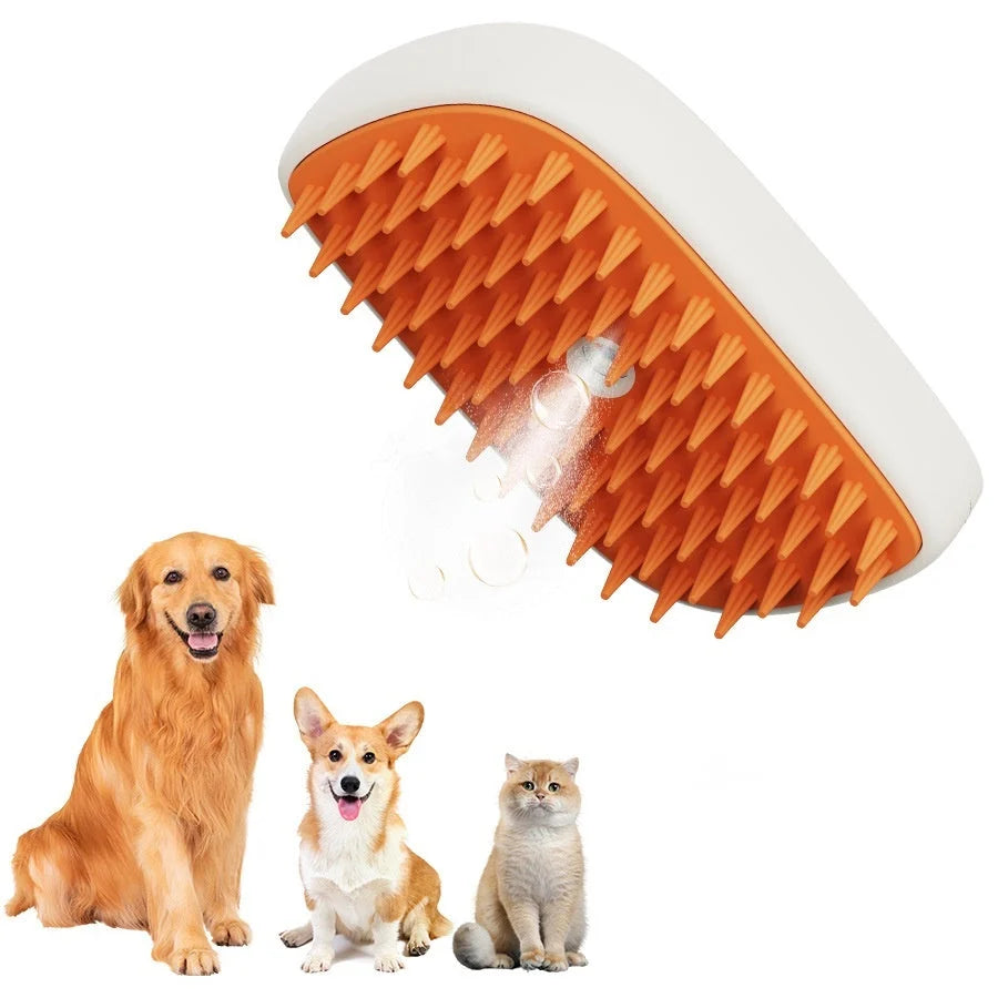 Pet Steam Brush USB Rechargeable Removable Heads