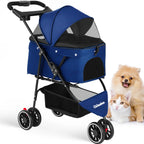 Pet Stroller Foldable & Lightweight All Terrain Wheels