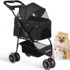 Pet Stroller Foldable & Lightweight All Terrain Wheels