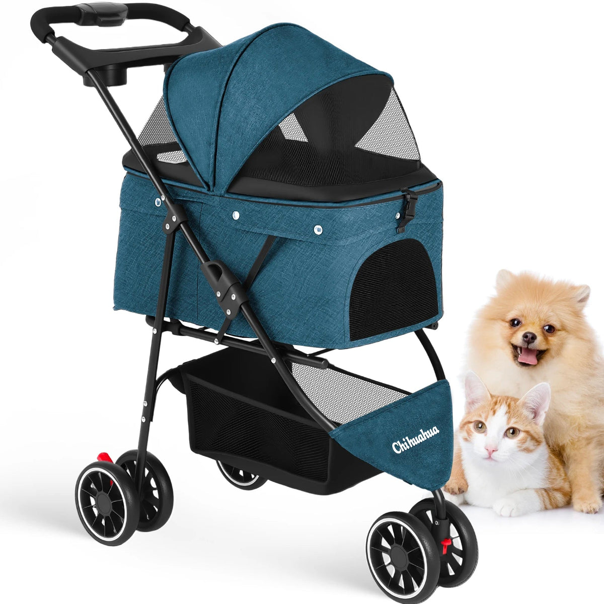 Pet Stroller Foldable & Lightweight All Terrain Wheels
