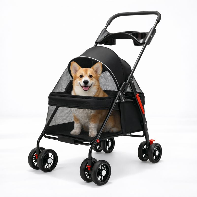 Pet Stroller Lightweight Foldable Mesh & Padded Interior