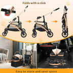 Pet Stroller One-Hand Fold Detachable Carrier 88 lb Capacity