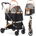Pet Stroller One-Hand Foldable Detachable Carrier 88 lb Capacity