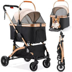 Pet Stroller One-Hand Foldable Detachable Carrier 88 lb Capacity