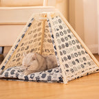 Pet Teepee Wooden Frame Plush Cotton Machine Washable