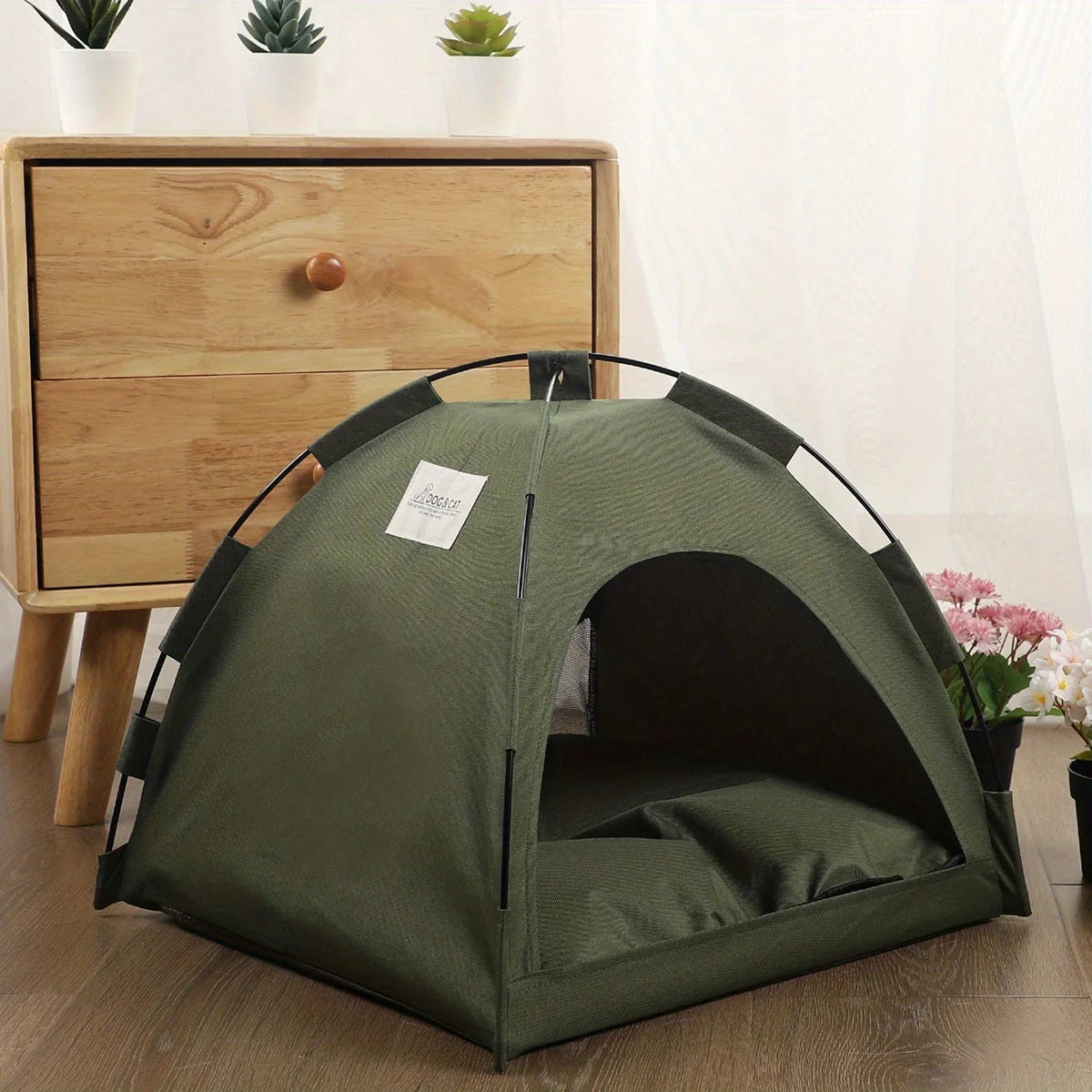 Pet Tent Bed Plush & Breathable Removable Non-Slip Pad