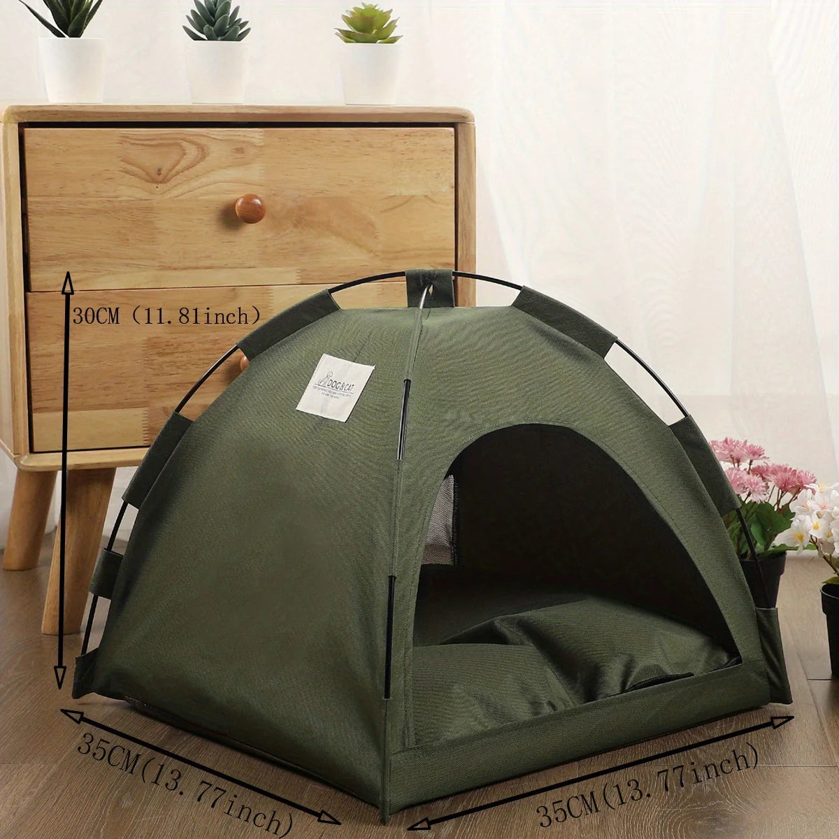 Pet Tent Bed Plush & Breathable Removable Non-Slip Pad