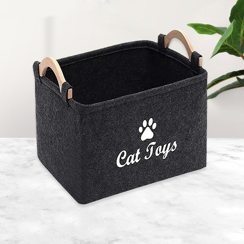 Pet Toy Storage Basket Large Capacity Felt Sturdy Handles