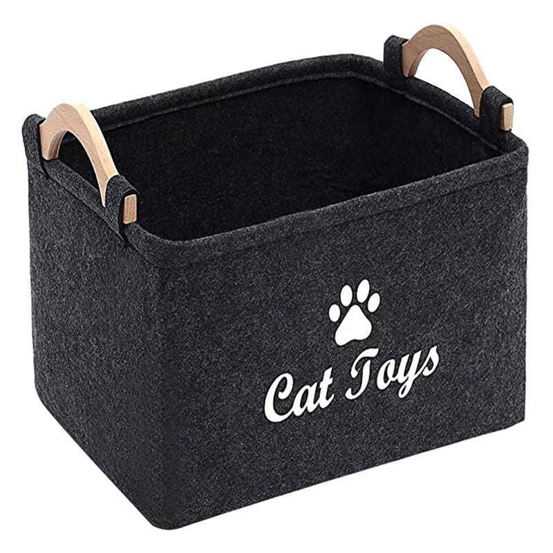 Pet Toy Storage Basket Large Capacity Felt Sturdy Handles