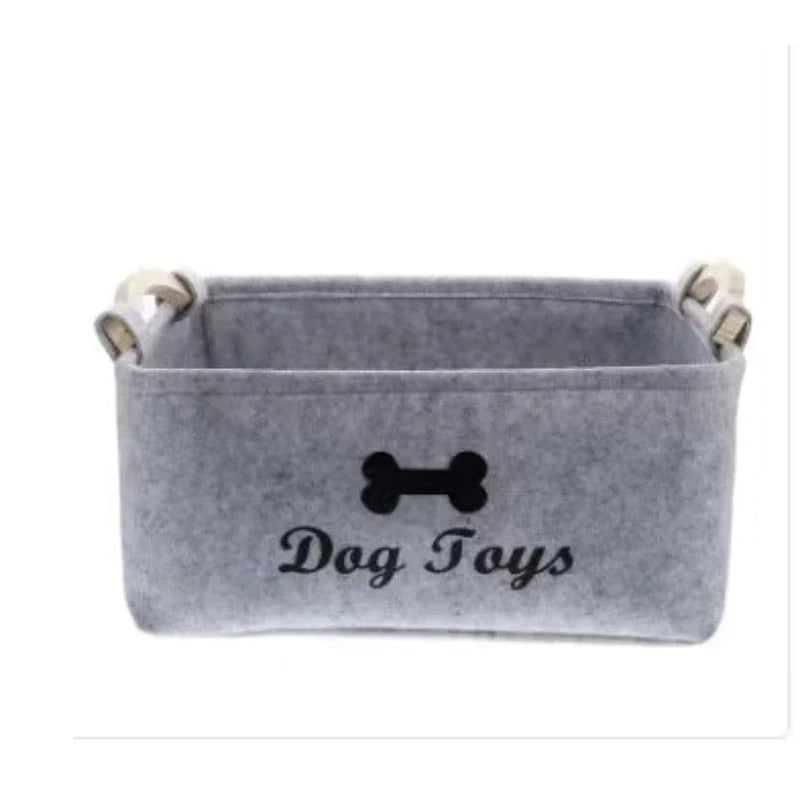 Pet Toy Storage Basket Large Capacity Felt Sturdy Handles