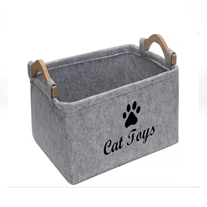 Pet Toy Storage Basket Large Capacity Felt Sturdy Handles