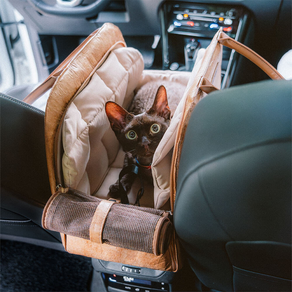Pet Travel Carrier Expandable Breathable Seatbelt Slot