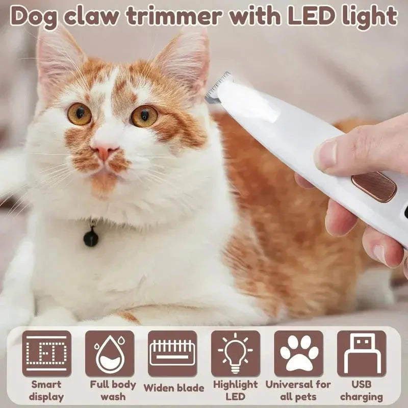 Pet Trimmer Rechargeable & Waterproof Whisper-Quiet LED Light