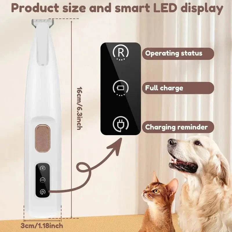 Pet Trimmer Rechargeable & Waterproof Whisper-Quiet LED Light