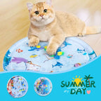 Pet Water Bed Instant Cooling Durable PVC Ocean Print