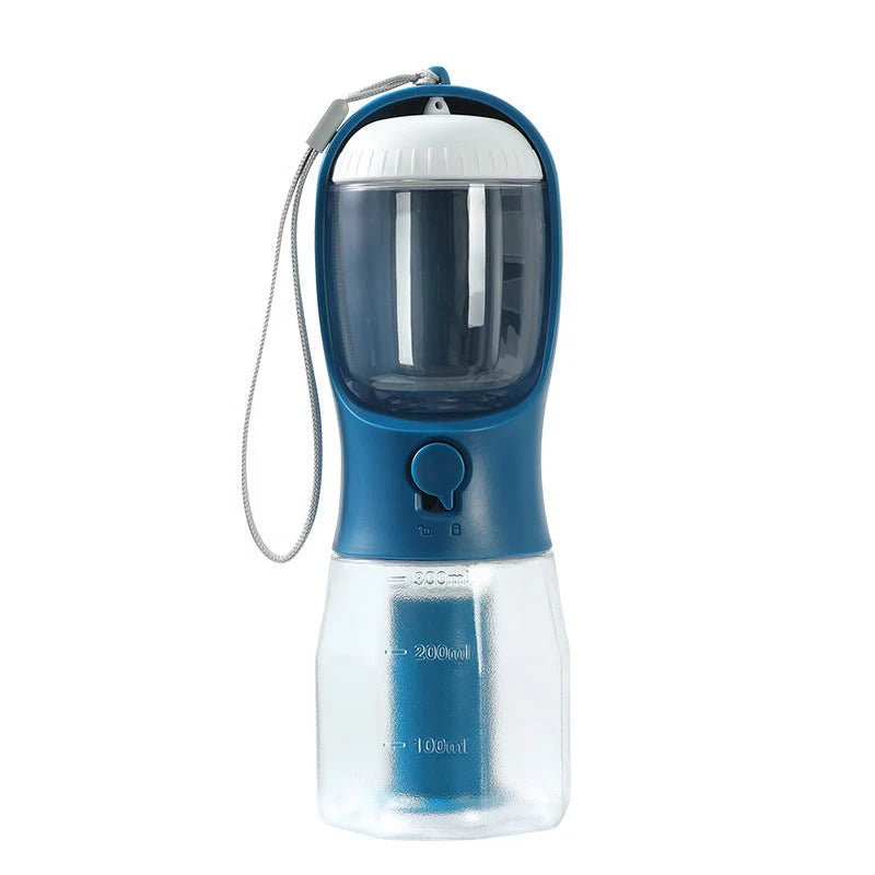 Pet Water Bottle 3-In-1 Built-In Filter & Food Container
