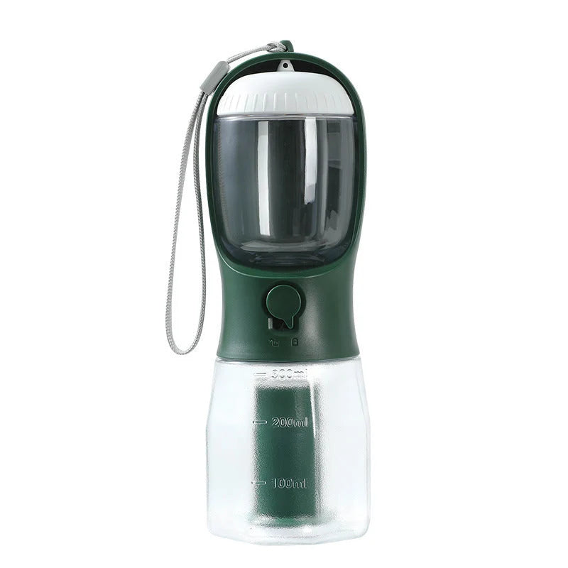 Pet Water Bottle 3-In-1 Built-In Filter & Food Container