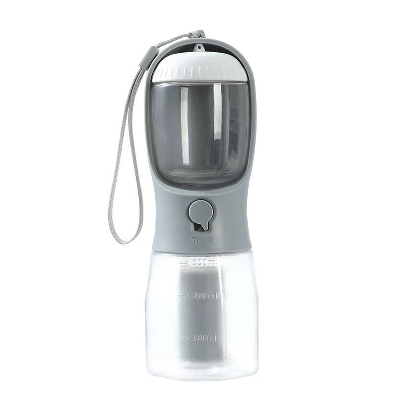 Pet Water Bottle 3-In-1 Built-In Filter & Food Container