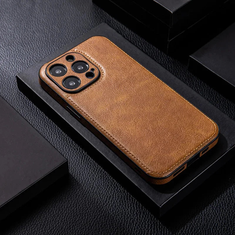 Phone Case Genuine Leather Shockproof Core & Soft Grip