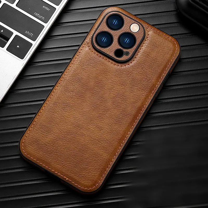 Phone Case Genuine Leather Shockproof Core & Soft Grip