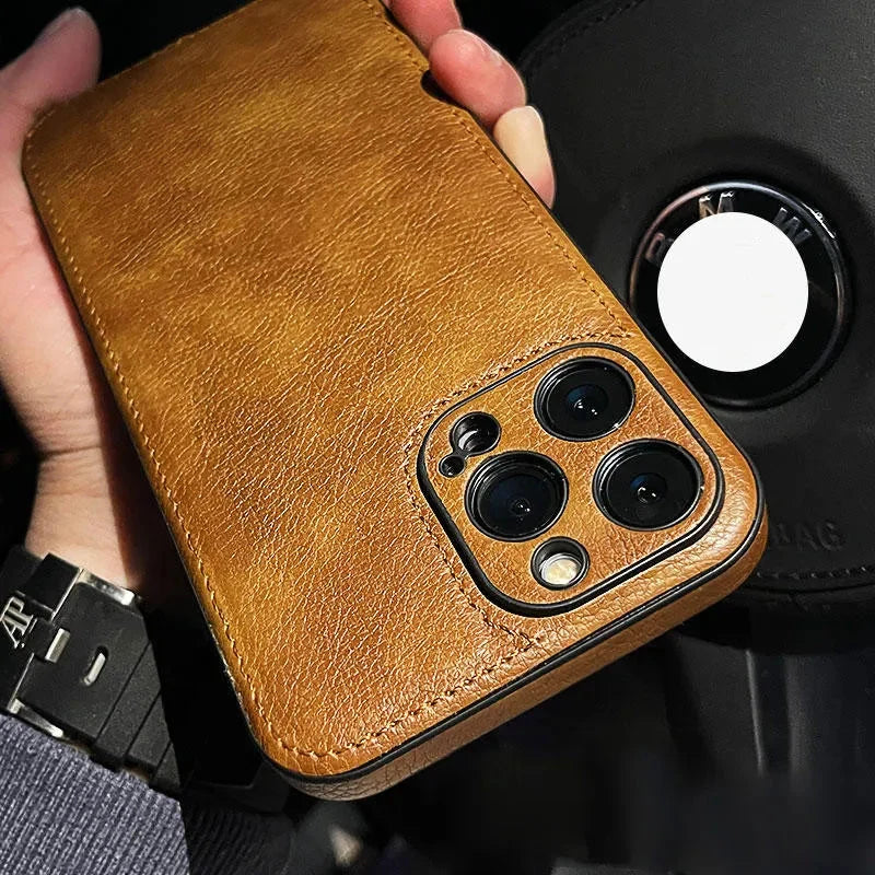 Phone Case Genuine Leather Shockproof Core & Soft Grip