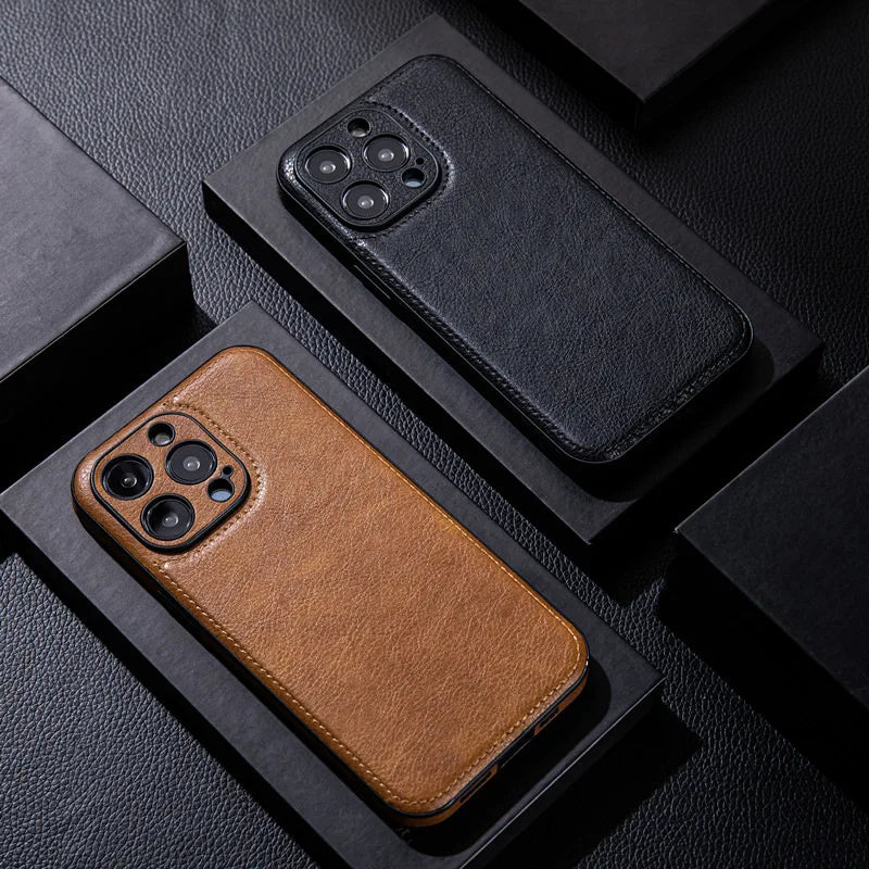 Phone Case Genuine Leather Shockproof Core & Soft Grip