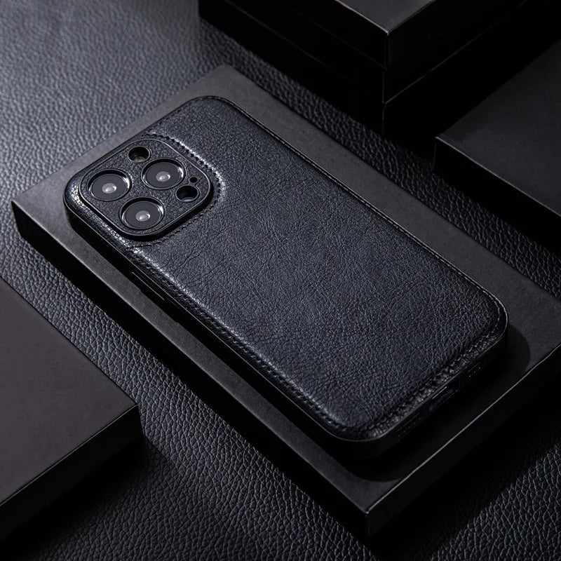 Phone Case Genuine Leather Shockproof Core & Soft Grip