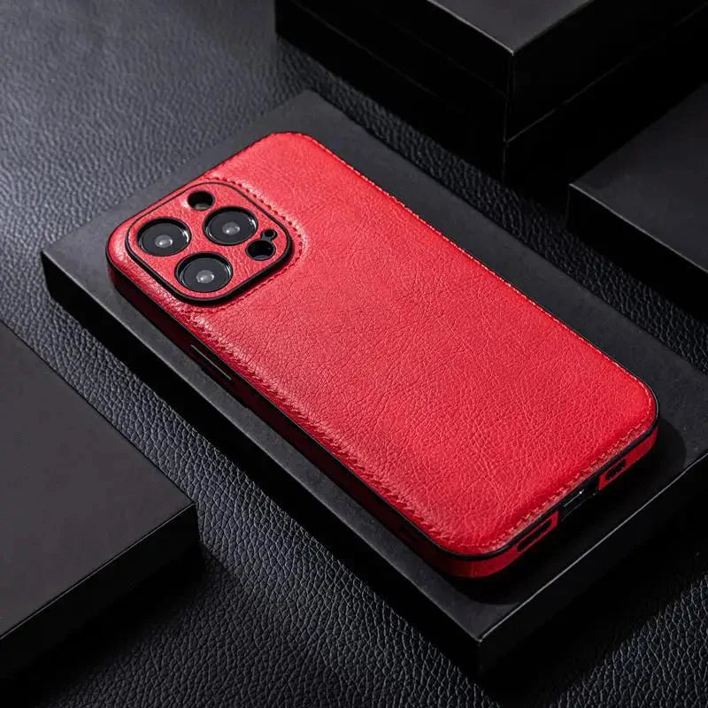 Phone Case Genuine Leather Shockproof Core & Soft Grip