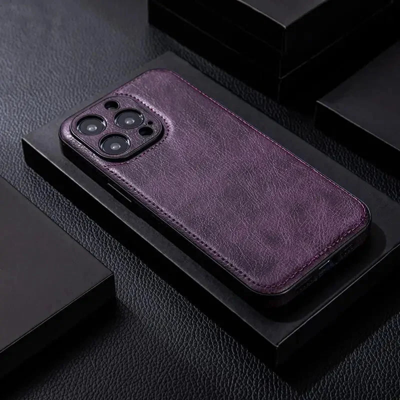 Phone Case Genuine Leather Shockproof Core & Soft Grip