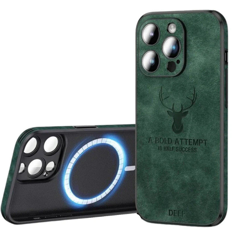 Phone Case Genuine Suede Shock-Absorbing Silicone Raised Camera Edge