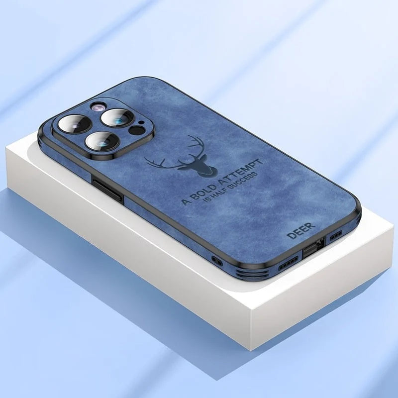 Phone Case Genuine Suede Shock-Absorbing Silicone Raised Camera Edge