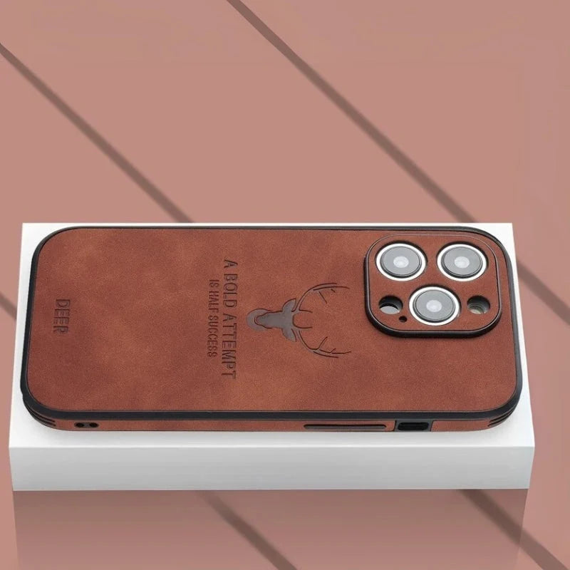 Phone Case Genuine Suede Shock-Absorbing Silicone Raised Camera Edge