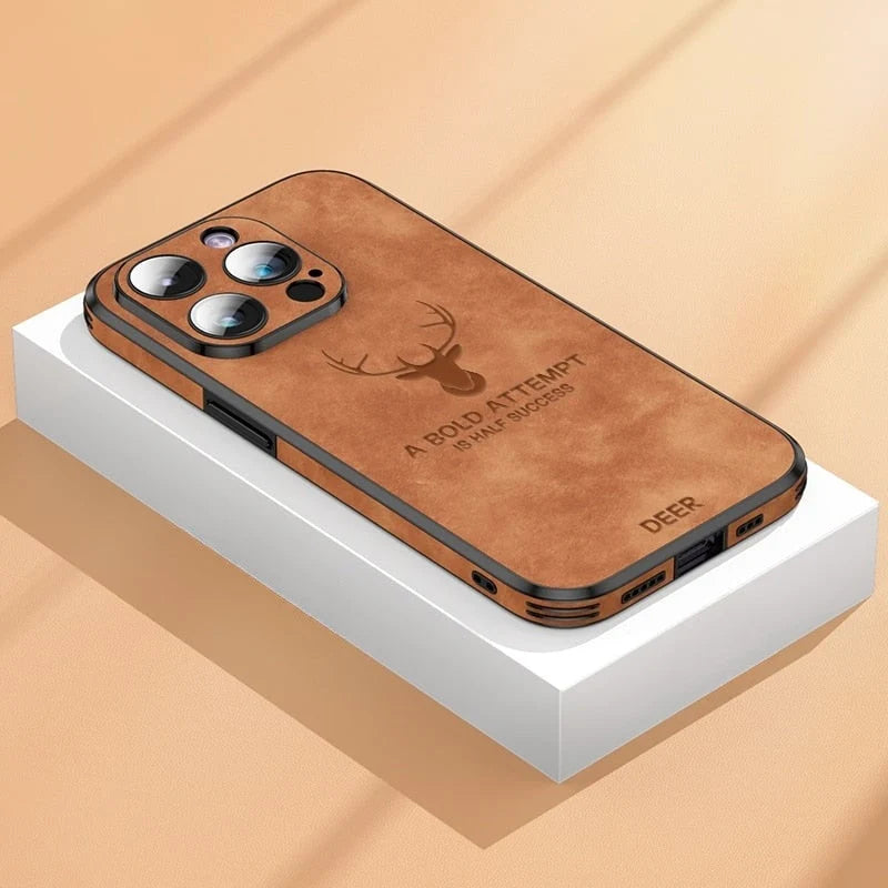 Phone Case Genuine Suede Shock-Absorbing Silicone Raised Camera Edge