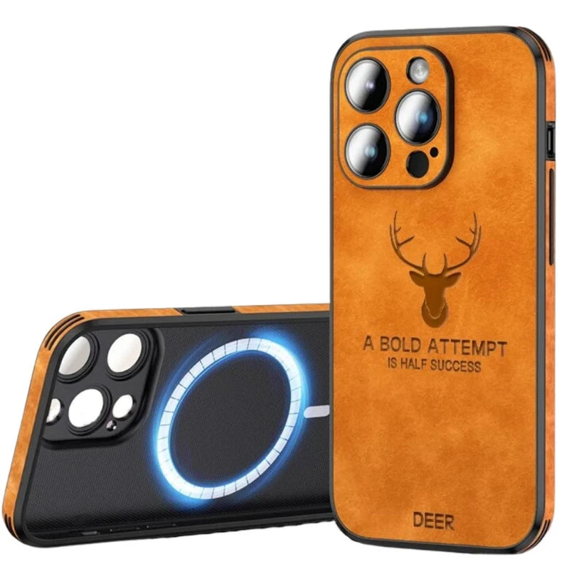 Phone Case Genuine Suede Shock-Absorbing Silicone Raised Camera Edge