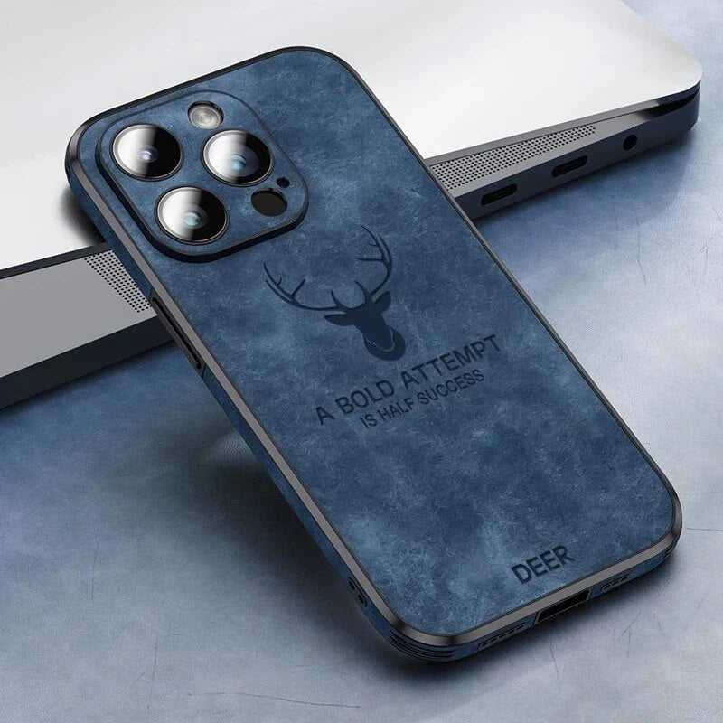 Phone Case Genuine Suede Shock-Absorbing Silicone Raised Camera Edge