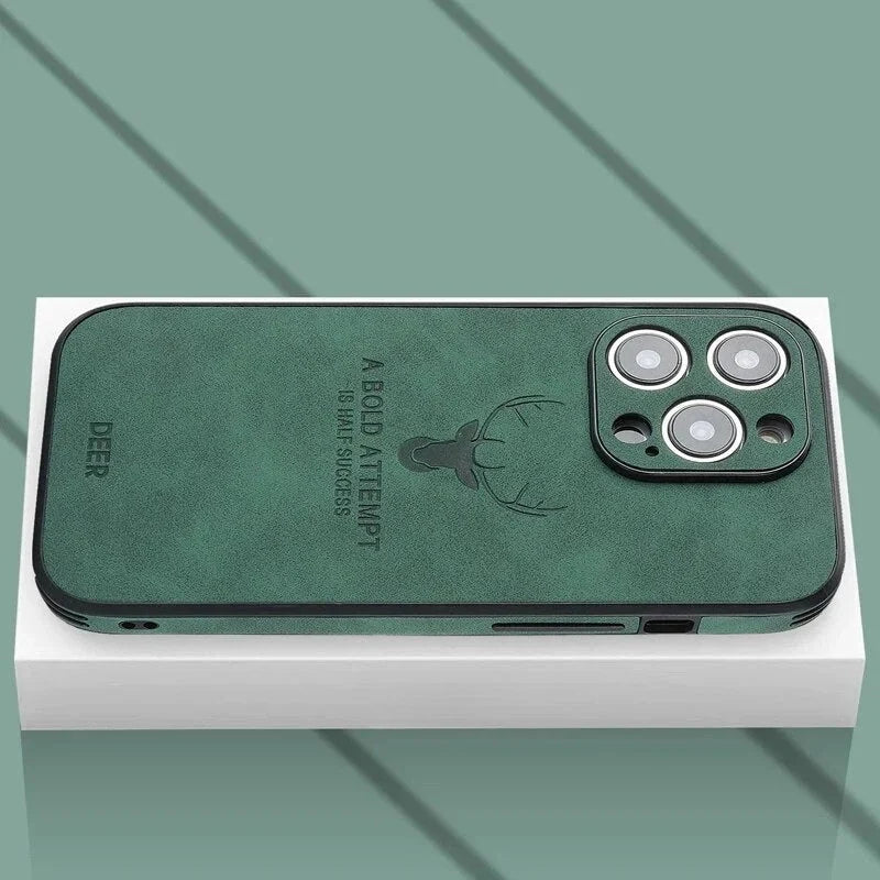 Phone Case Genuine Suede Shock-Absorbing Silicone Raised Camera Edge