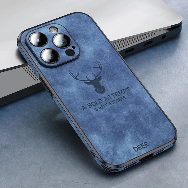 Phone Case Genuine Suede Shock-Absorbing Silicone Raised Camera Edge