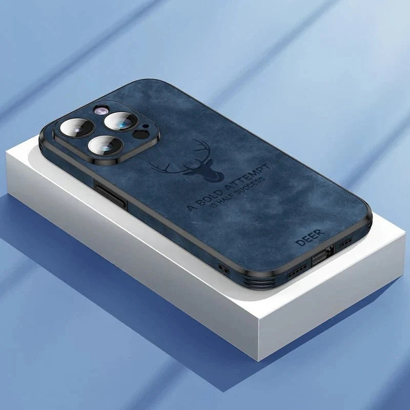 Phone Case Genuine Suede Shock-Absorbing Silicone Raised Camera Edge
