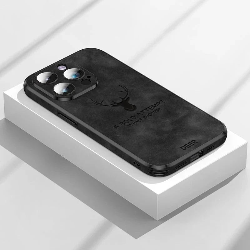 Phone Case Genuine Suede Shock-Absorbing Silicone Raised Camera Edge